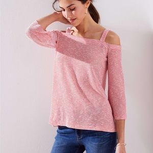 Stripe Cold Shoulder Tee